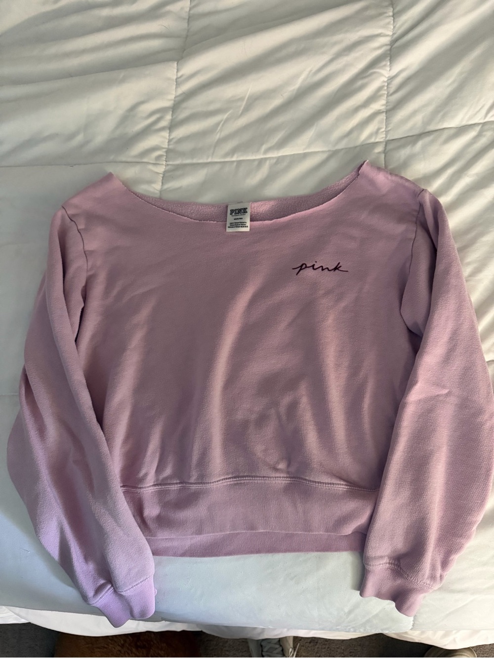 PINK Victoria's Secret Light Lavender Boatneck Sweatshirt